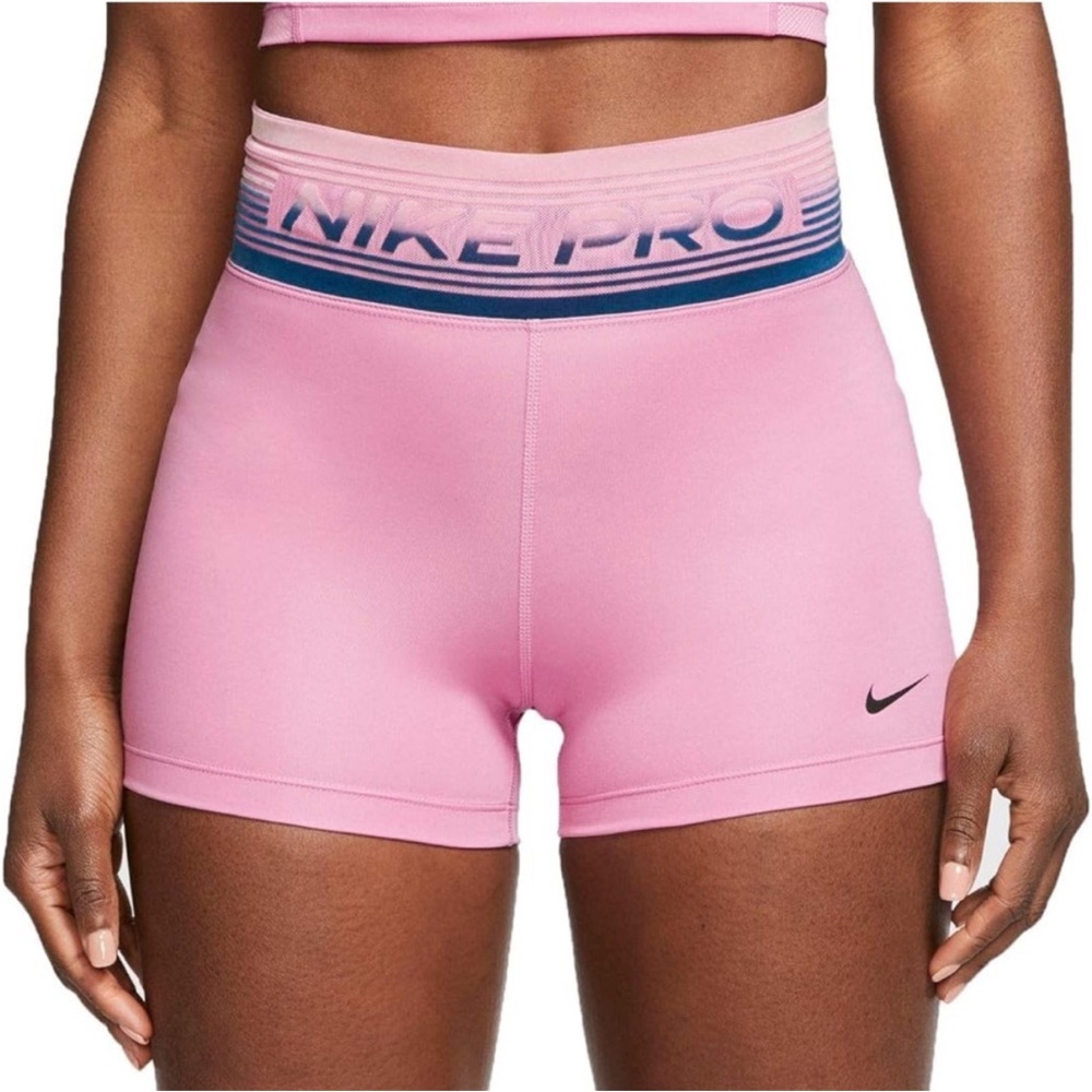 Nike Pro Women's Pink Athletic Shorts Size Small Dri Fit Blue